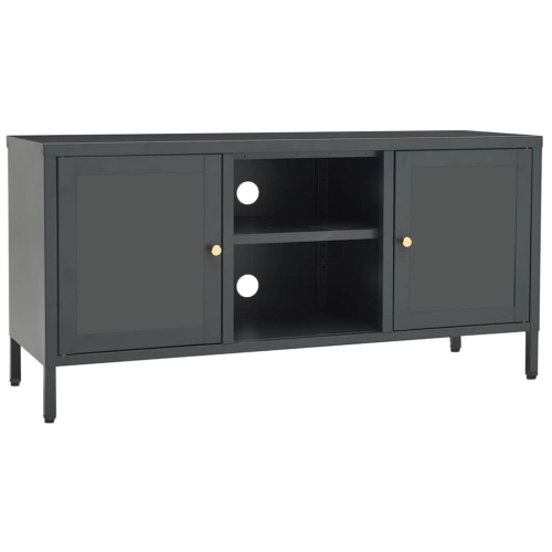vidaXL TV Cabinet Anthracite 41.3"x13.7"x20.4" Steel and Glass