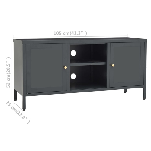 vidaXL TV Cabinet Anthracite 41.3"x13.7"x20.4" Steel and Glass