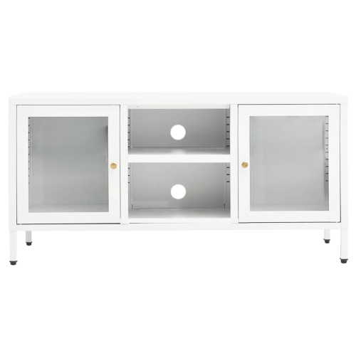 vidaXL TV Cabinet White 41.3"x13.7"x20.4" Steel and Glass