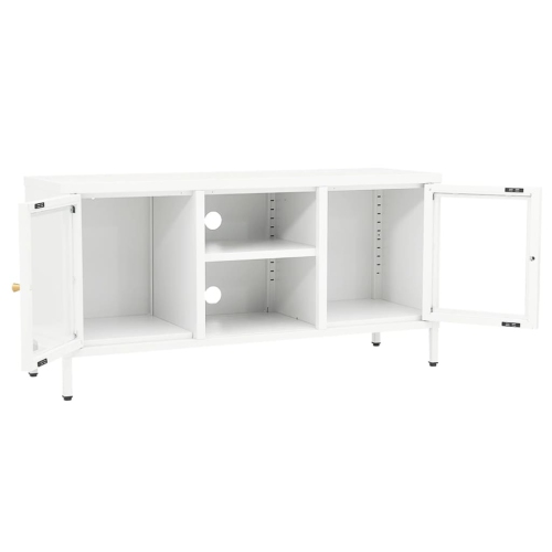vidaXL TV Cabinet White 41.3"x13.7"x20.4" Steel and Glass
