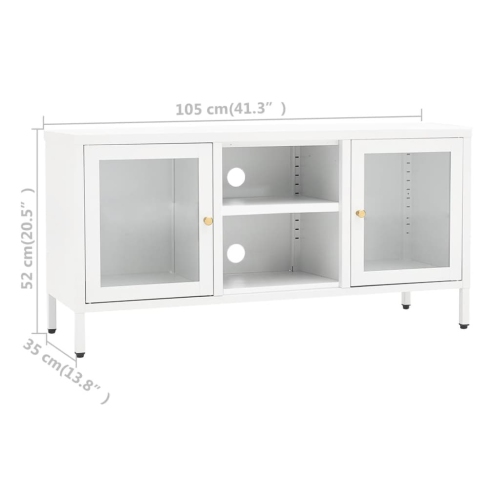 vidaXL TV Cabinet White 41.3"x13.7"x20.4" Steel and Glass
