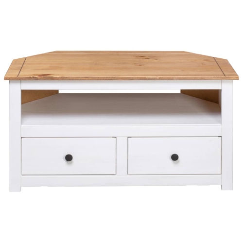 vidaXL Corner TV Cabinet White 93x49x49 cm Solid Pine Panama Range