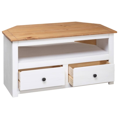 vidaXL Corner TV Cabinet White 93x49x49 cm Solid Pine Panama Range