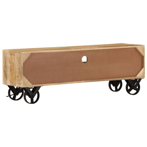 vidaXL TV Cabinet with Wheels 43.3"x11.8"x14.6" Rough Mango Wood