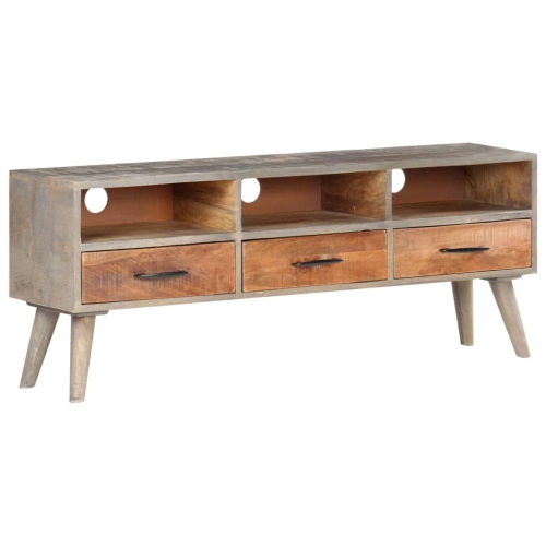 Image 1 de 10.. Meuble pour téléviseur 51,2 x x13,8 x x20,1 po en bois de manguier massif robuste de vidaXL - Gris