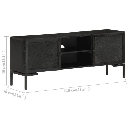 vidaXL TV Cabinet Black 45.3"x11.8"x18.1" Solid Mango Wood