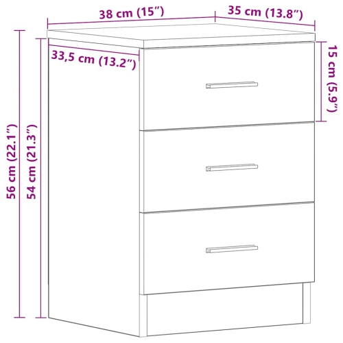 vidaXL Bedside Cabinets 2 pcs Black 38x35x56 cm Engineered Wood