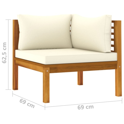 vidaXL 2-Seater Garden Sofa with Cream Cushion Solid Acacia Wood