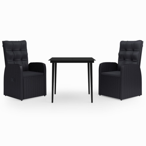 VIDAXL  3 Piece Garden Dining Set With Cushions In Black