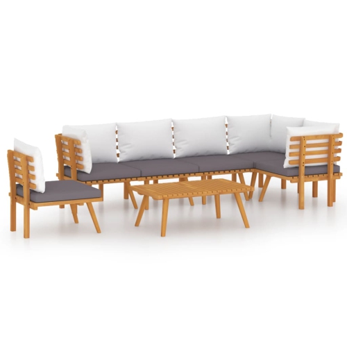 Image 1 of 8.. vidaXL 7 Piece Garden Lounge Set with Cushions Solid Acacia Wood