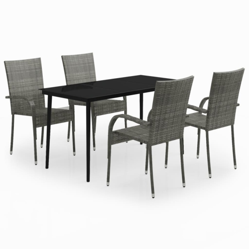 VIDAXL  5 Piece Garden Dining Set Grey And In Black