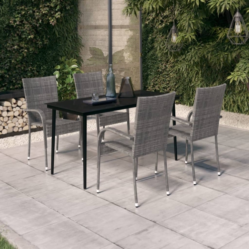 vidaXL 5 Piece Garden Dining Set Grey and Black