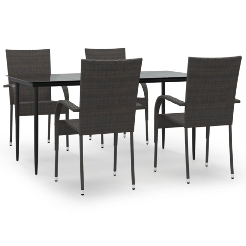 VIDAXL  5 Piece Garden Dining Set Poly Rattan In Brown