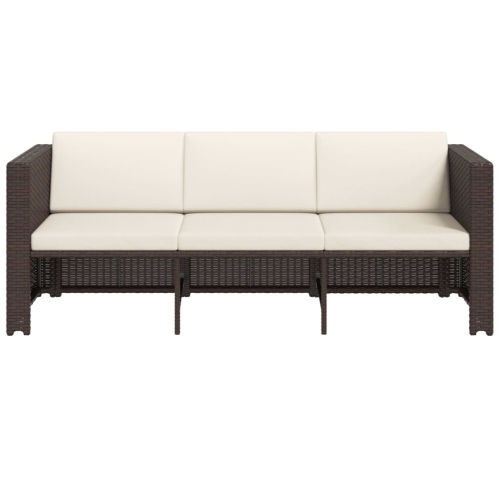 Ensemble patio 4 pièces avec coussins en poly rotin brun vidaXL