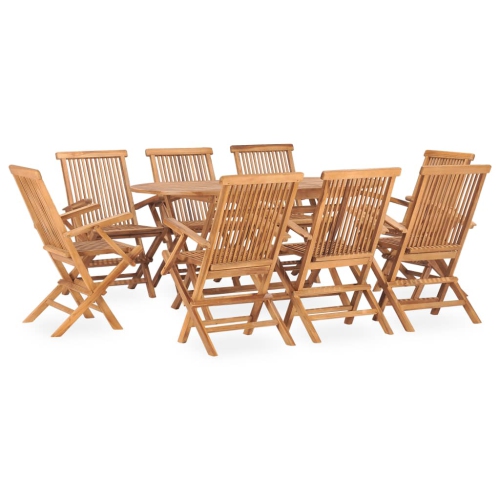 VIDAXL  9 Piece Folding Outdoor Dining Set Solid Teak Wood