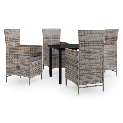 VIDAXL  5 Piece Garden Dining Set With Cushions In Grey
