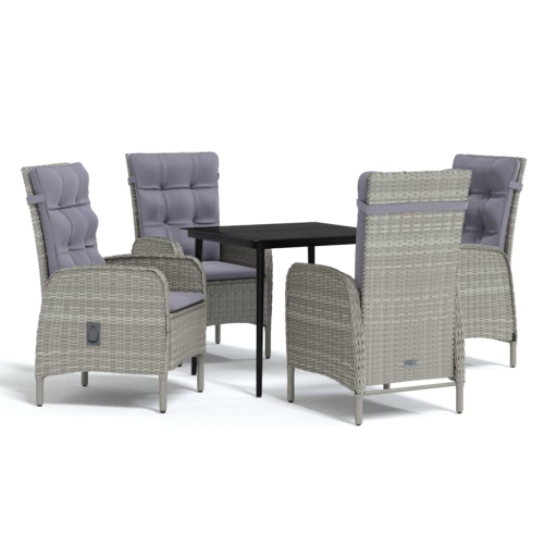 Image 1 of 6.. vidaXL 5 Piece Garden Dining Set with Cushions Grey and Black