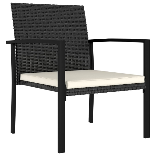 vidaXL 3 Piece Garden Dining Set Poly Rattan Black