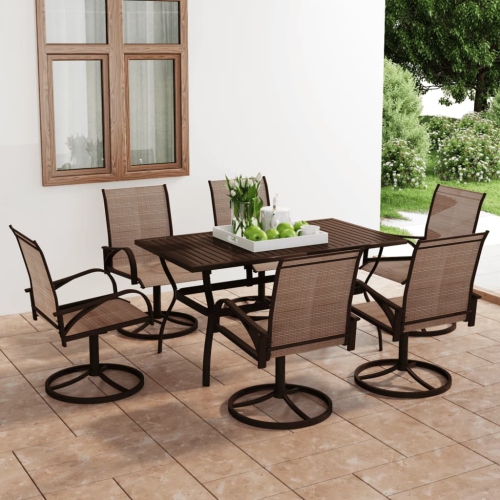 vidaXL 7 Piece Garden Dining Set Textilene and Steel