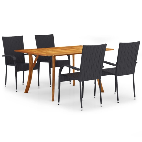 VIDAXL  5 Piece Garden Dining Set In Black