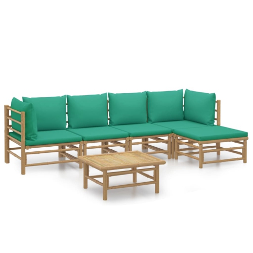 VIDAXL  6 Piece Garden Lounge Set With Cushions Bamboo In Green