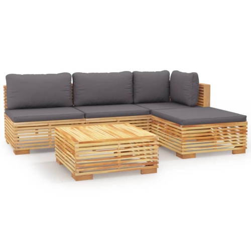VIDAXL  5 Piece Garden Lounge Set With Cushions Solid Teak Wood