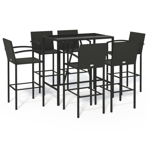 VIDAXL  7 Piece Garden Bar Set Poly Rattan In Black