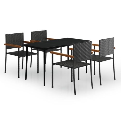 VIDAXL  5 Piece Garden Dining Set In Black