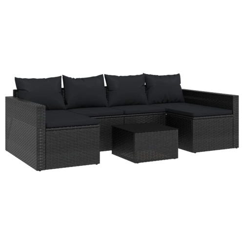 Ensemble de salon de jardin de 2 pièces avec coussins en poly rotin noir de vidaXL