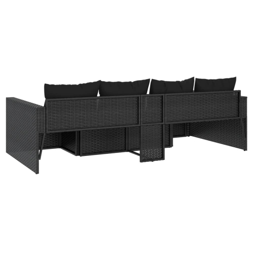 Ensemble de salon de jardin de 2 pièces avec coussins en poly rotin noir de vidaXL