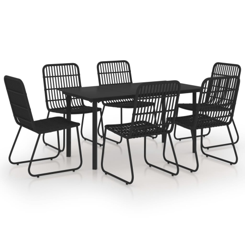 VIDAXL  7 Piece Outdoor Dining Set Poly Rattan And Glass