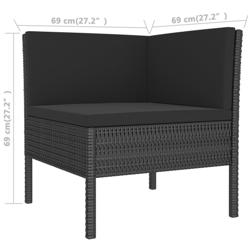 Ensemble patio 11 pièces avec coussins en poly rotin noir vidaXL