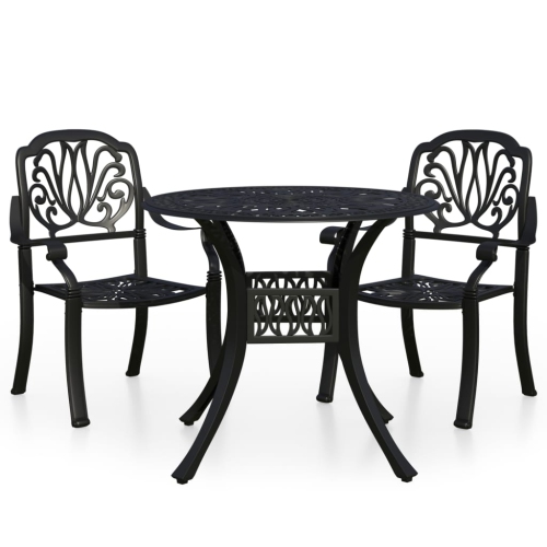 Image 1 de 10.. Ensemble bistro de 3 pièces en aluminium moulé noir vidaXL