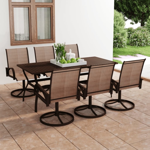 vidaXL 7 Piece Garden Dining Set Textilene and Steel