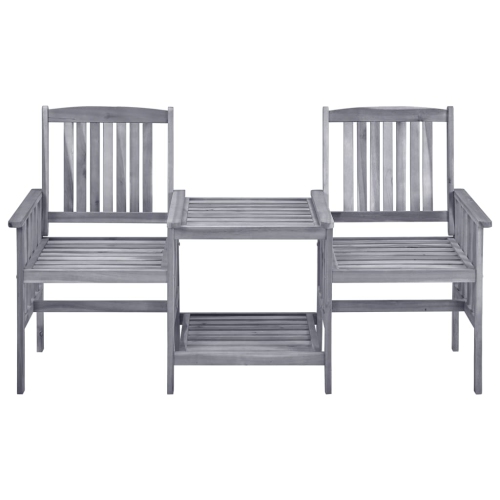 vidaXL Garden Chairs with Tea Table and Cushions Solid Acacia Wood