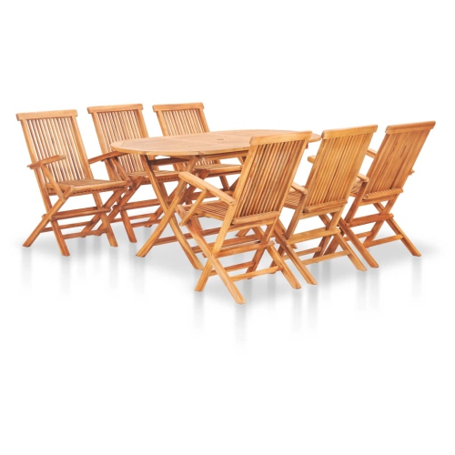 VIDAXL  7 Piece Folding Outdoor Dining Set Solid Teak Wood