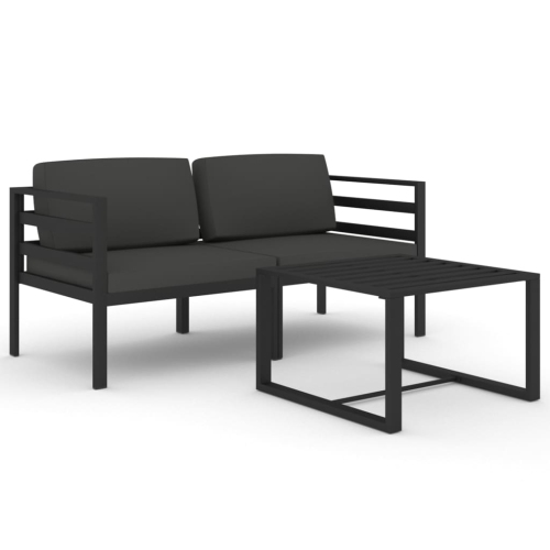 Image 1 de 7.. Ensemble de salon de jardin de 3 pièces avec coussins en aluminium anthracite de vidaXL