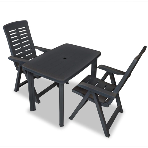 Image 1 de 10.. Ensemble bistro de 3 pièces en plastique anthracite vidaXL