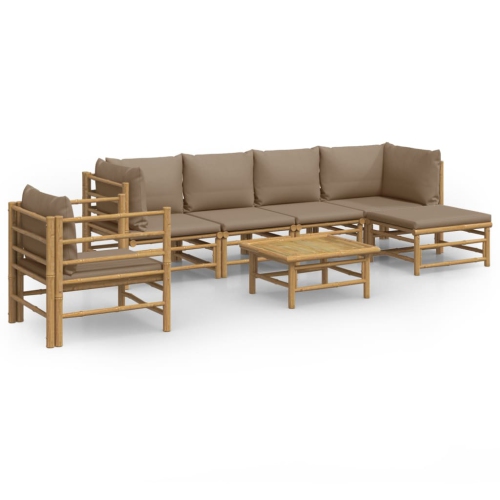 VIDAXL  7 Piece Garden Lounge Set With Taupe Cushions Bamboo