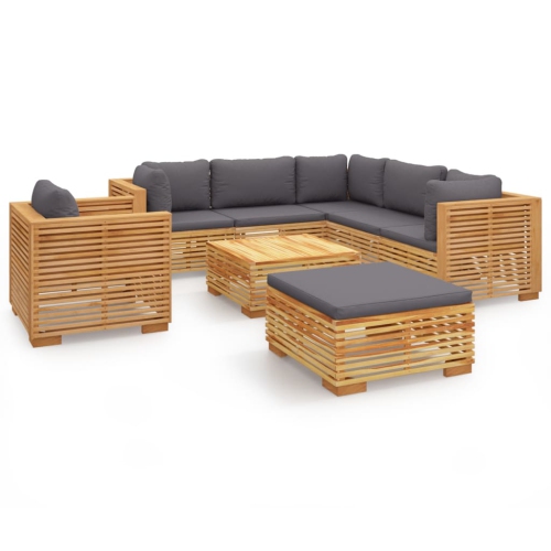 VIDAXL  8 Piece Garden Lounge Set With Cushions Solid Teak Wood