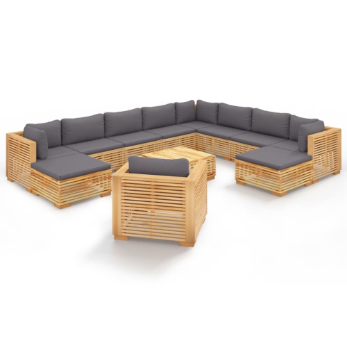 VIDAXL  12 Piece Garden Lounge Set With Cushions Solid Teak Wood