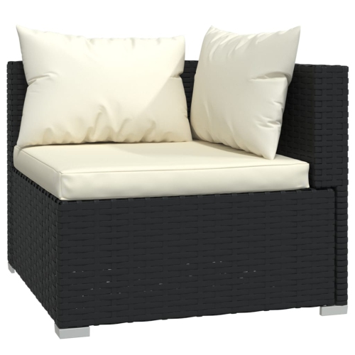 Ensemble patio 8 pièces avec coussins en poly rotin noir vidaXL