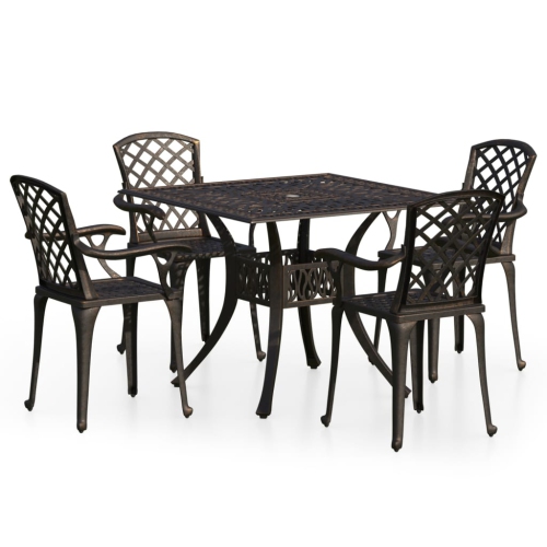 vidaXL 5 Piece Bistro Set Cast Aluminium Bronze