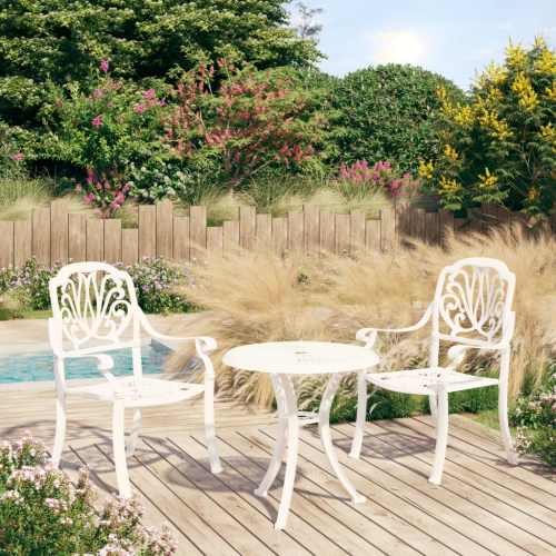 vidaXL 3 Piece Bistro Set Cast Aluminium White