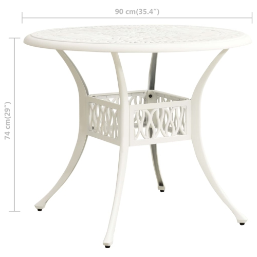 Ensemble bistro de 3 pièces en aluminium blanc moulé de vidaXL
