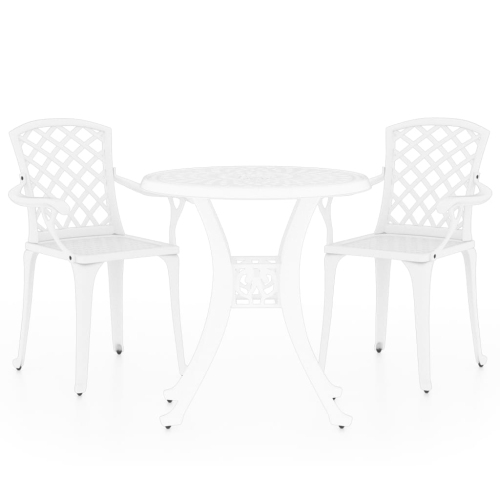 Image 1 de 10.. Ensemble bistro de 3 pièces en aluminium blanc moulé de vidaXL