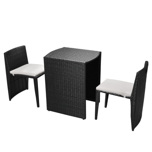 VIDAXL  3 Piece Bistro Set With Cushions Poly Rattan In Black