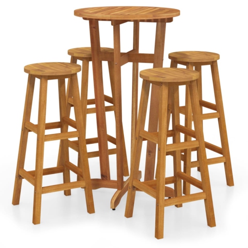 Image 1 of 9.. vidaXL 5 Piece Garden Bar Set Solid Wood Acacia