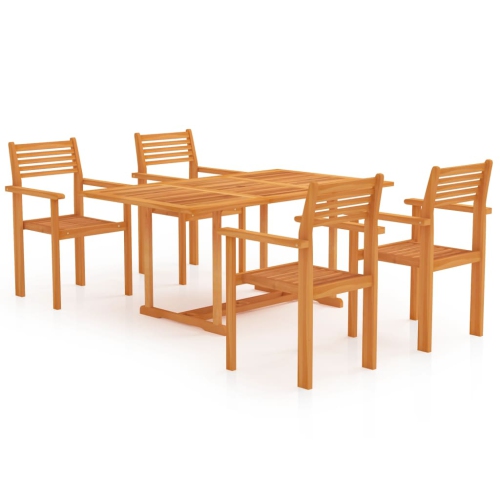 VIDAXL  5 Piece Garden Dining Set Solid Teak Wood