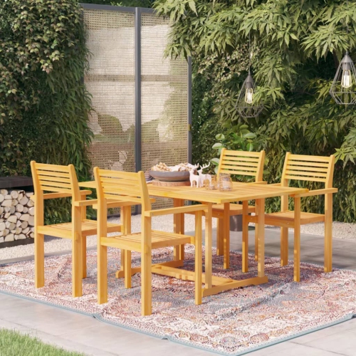 vidaXL 5 Piece Garden Dining Set Solid Teak Wood